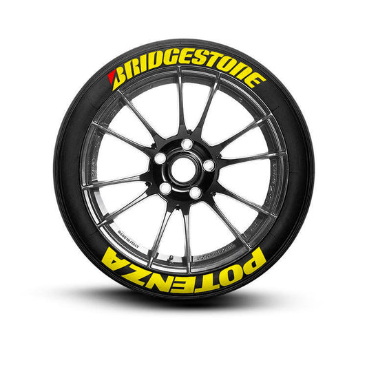 Permanent Tire Lettering Stickers Bridgestone Potenza 15''16''17'18'19'20 (8 DECAL Kit)