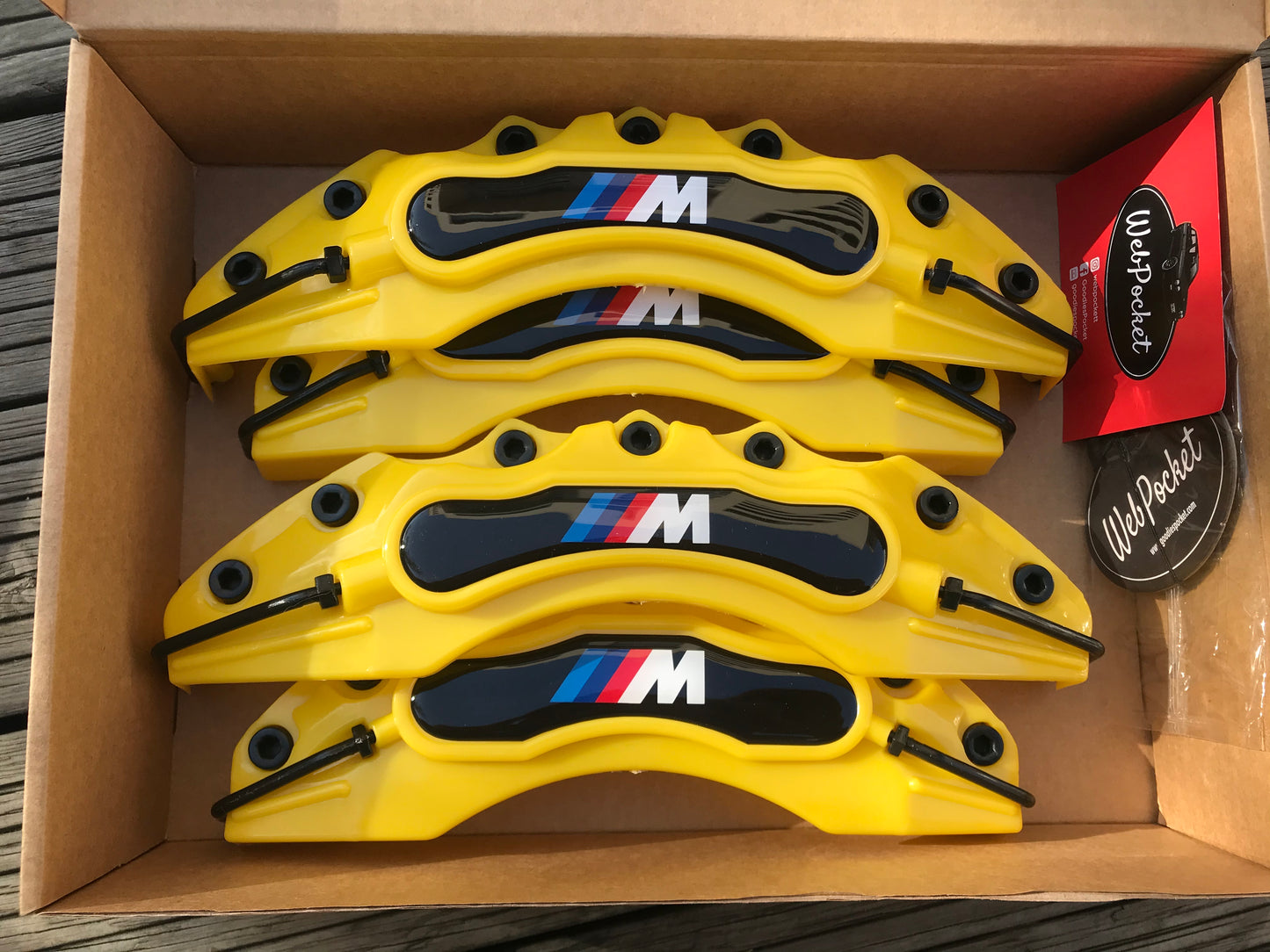 BMW M POWER Brake Caliper Covers 4pc Yellow Flexible E30 E36 E46 E39 E90 E91 E92 E60 F80 F82 / BMW Gift