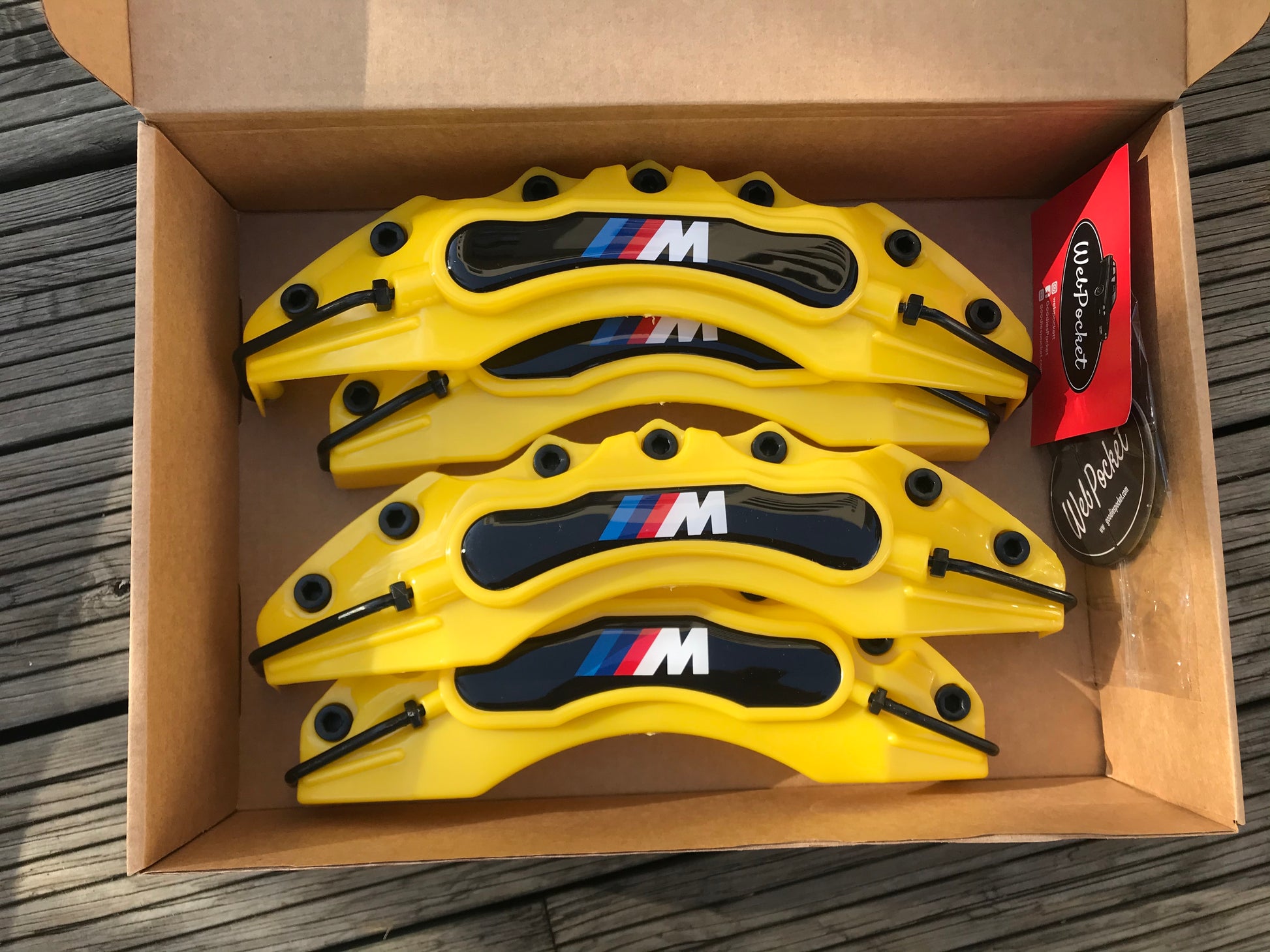 BMW M POWER Brake Caliper Covers 4pc Yellow Flexible E30 E36 E46 E39 E90 E91 E92 E60 F80 F82 / BMW Gift