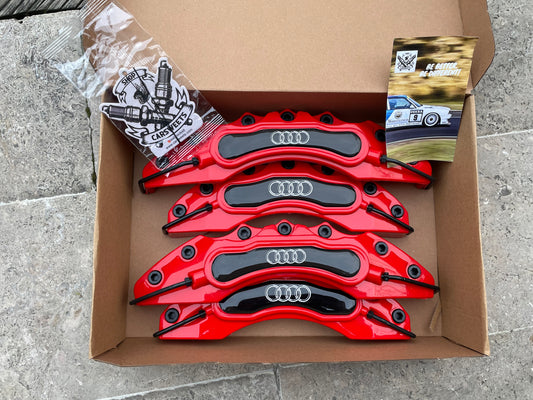 4pc Red Brake Caliper Covers for Audi – High-Performance, Custom Style