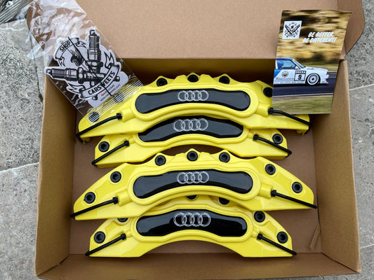 4pc Yellow Brake Caliper Covers for Audi – Bold, High-Performance Style