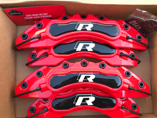 4pc Big Brake Caliper Covers for Volkswagen Golf Polo Jetta Passat R Red